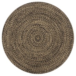 Tapis fait à la main jute noir et naturel 150 cm 