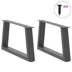 Pieds de table basse en forme de V, 2 pièces, anthracite, 70 x (30-31,3) cm, acier 