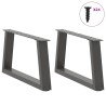 Pieds de table basse en forme de V, 2 pièces, anthracite, 70 x (30-31,3) cm, acier 