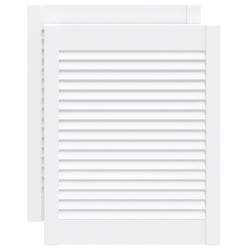 Portes d'armoire à persiennes 2pcs blanc 61,5x49,4cm pin massif 