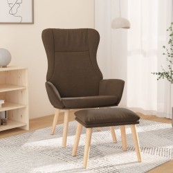 Chaise de relaxation avec repose-pied Marron Tissu 