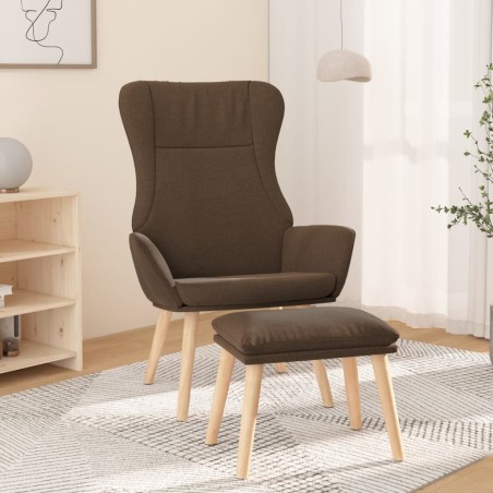 Chaise de relaxation avec repose-pied Marron Tissu 