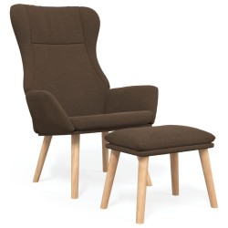 Chaise de relaxation avec repose-pied Marron Tissu 