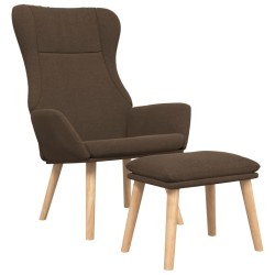 Chaise de relaxation avec repose-pied Marron Tissu 