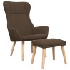 Chaise de relaxation avec repose-pied Marron Tissu 