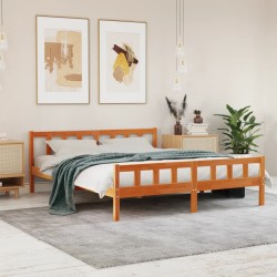 Cadre de lit sans matelas cire marron 180x200cm bois pin massif 