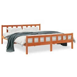 Cadre de lit sans matelas cire marron 180x200cm bois pin massif 