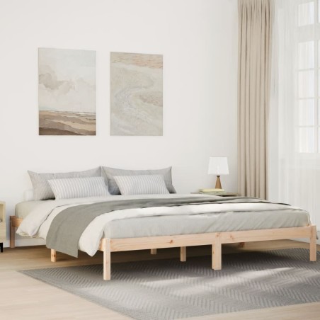 Cadre de lit extra long sans matelas 180x210 cm bois massif pin 