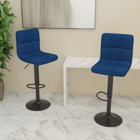 Tabourets de bar lot de 2 bleu tissu 
