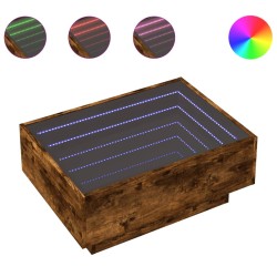 Table basse avec LED chêne fumé 70x50x30 cm bois d'ingénierie 