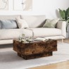 Table basse avec LED chêne fumé 70x50x30 cm bois d'ingénierie 