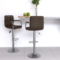 Tabourets de bar lot de 2 marron similicuir 