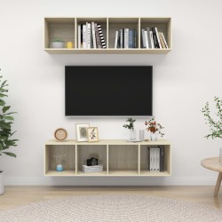 Meubles TV muraux 2 pcs Chêne sonoma Bois d'ingénierie 