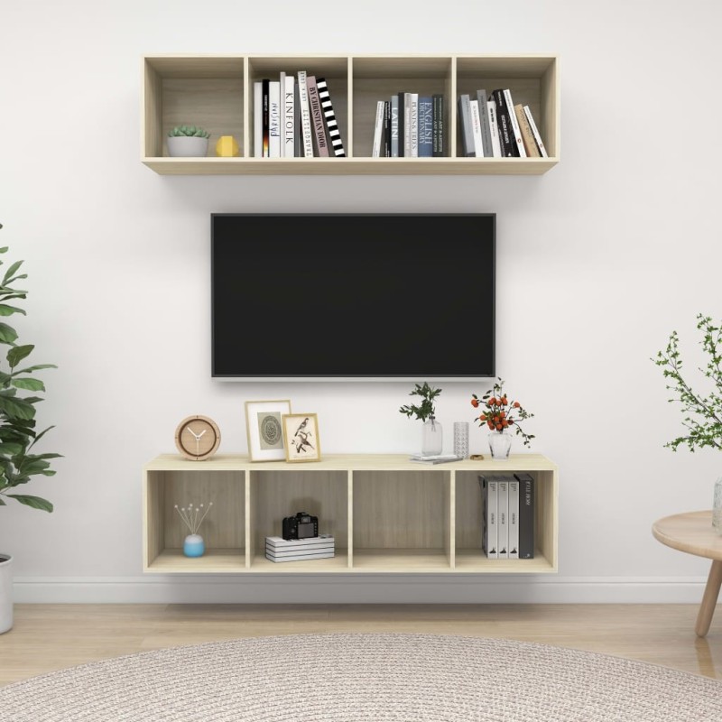 Meubles TV muraux 2 pcs Chêne sonoma Bois d'ingénierie 