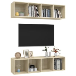 Meubles TV muraux 2 pcs Chêne sonoma Bois d'ingénierie 