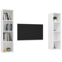 Meubles TV muraux 2 pcs Blanc Bois d'ingénierie 