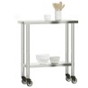 Table de travail de cuisine avec roues 82,5x30x85 cm inox 