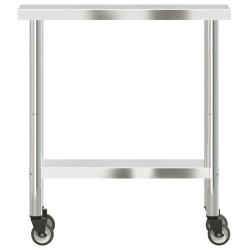 Table de travail de cuisine avec roues 82,5x30x85 cm inox 
