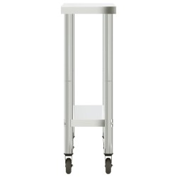 Table de travail de cuisine avec roues 82,5x30x85 cm inox 