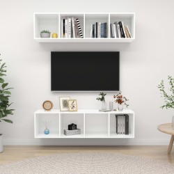 Meubles TV muraux 2 pcs Blanc Bois d'ingénierie 