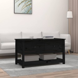 Table basse Noir 102x49x55 cm Bois massif de pin 