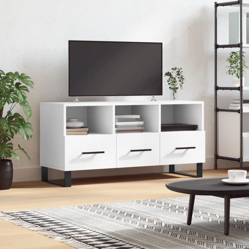 Meuble TV blanc 102x36x50 cm bois d'ingénierie Meuble TV blanc 102x36x50 cm bois d'ingénierie