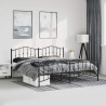 Cadre de lit métal sans matelas avec pied de lit noir 183x213cm 