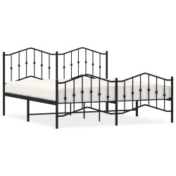 Cadre de lit métal sans matelas avec pied de lit noir 183x213cm 