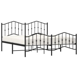 Cadre de lit métal sans matelas avec pied de lit noir 183x213cm 