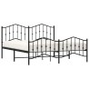 Cadre de lit métal sans matelas avec pied de lit noir 183x213cm 