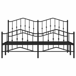 Cadre de lit métal sans matelas avec pied de lit noir 183x213cm 