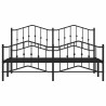 Cadre de lit métal sans matelas avec pied de lit noir 183x213cm 