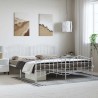 Cadre de lit métal sans matelas et pied de lit blanc 183x213 cm 