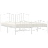 Cadre de lit métal sans matelas et pied de lit blanc 183x213 cm 