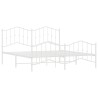 Cadre de lit métal sans matelas et pied de lit blanc 183x213 cm 
