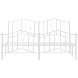 Cadre de lit métal sans matelas et pied de lit blanc 183x213 cm 