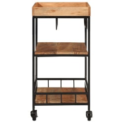 Chariot de bar 60x40x80 cm bois massif d'acacia et fer 