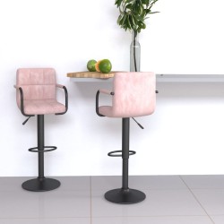 Tabourets de bar lot de 2 rose velours 
