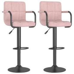 Tabourets de bar lot de 2 rose velours 
