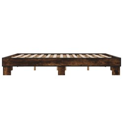Cadre de lit sans matelas chêne fumé 200x200 cm 