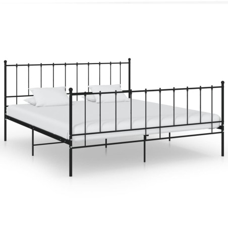 Cadre de lit sans matelas noir métal 200x200 cm 