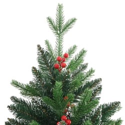 Sapin de Noël artificiel à charnières avec baies rouges 150 cm 