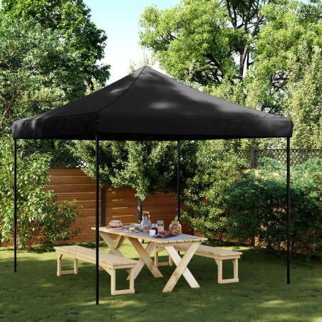Tente de réception pliable escamotable noir 292x292x315 cm 