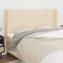 Tête de lit avec oreilles Crème 163x23x118/128 cm Tissu 