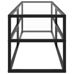 Meuble TV noir avec verre trempé 140x40x40 cm 