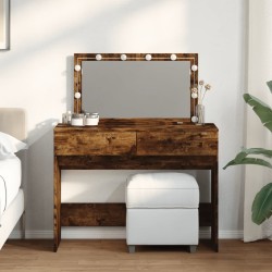 Coiffeuse avec LED chêne fumé 100x40x120 cm 