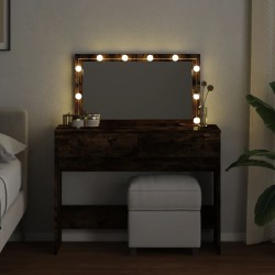 Coiffeuse avec LED chêne fumé 100x40x120 cm 