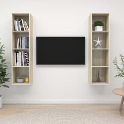Meubles TV muraux 2 pcs Chêne sonoma Bois d'ingénierie 