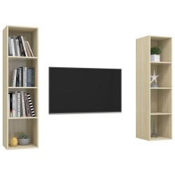 Meubles TV muraux 2 pcs Chêne sonoma Bois d'ingénierie 