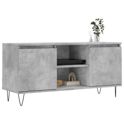 Meuble TV gris béton 104x35x50 cm bois d'ingénierie 